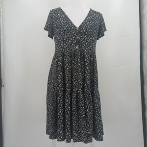 Womens see you monday black and white floral knee length casual summer dress